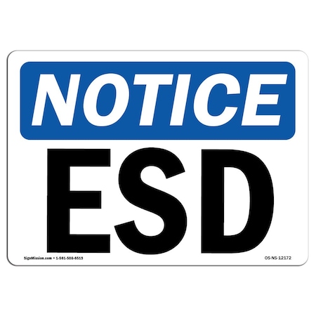 OSHA Notice Sign, ESD, 7in X 5in Decal